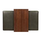 Leather Ottoman with Walnut Table | Olivine Green