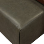 Leather Ottoman with Walnut Table | Olivine Green