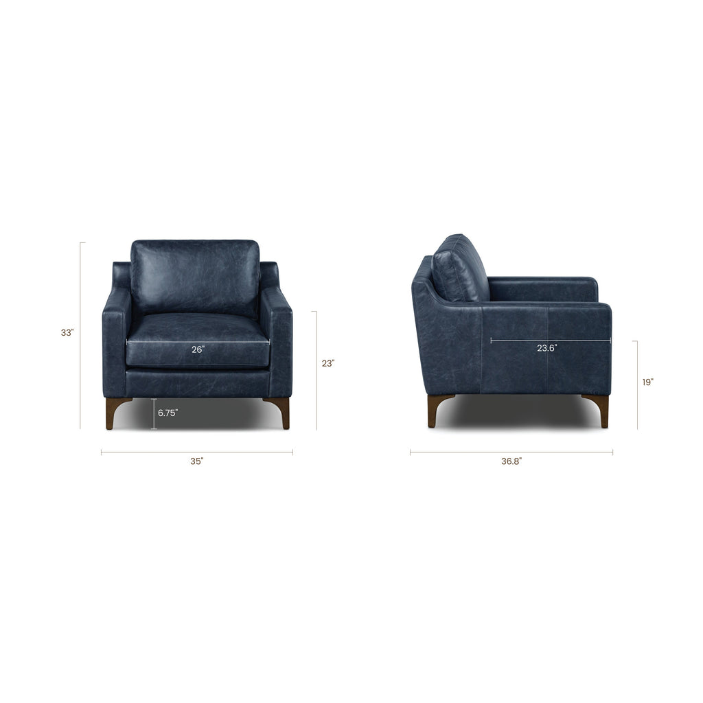Sorrento Leather Lounge Chair | Nightfall Blue