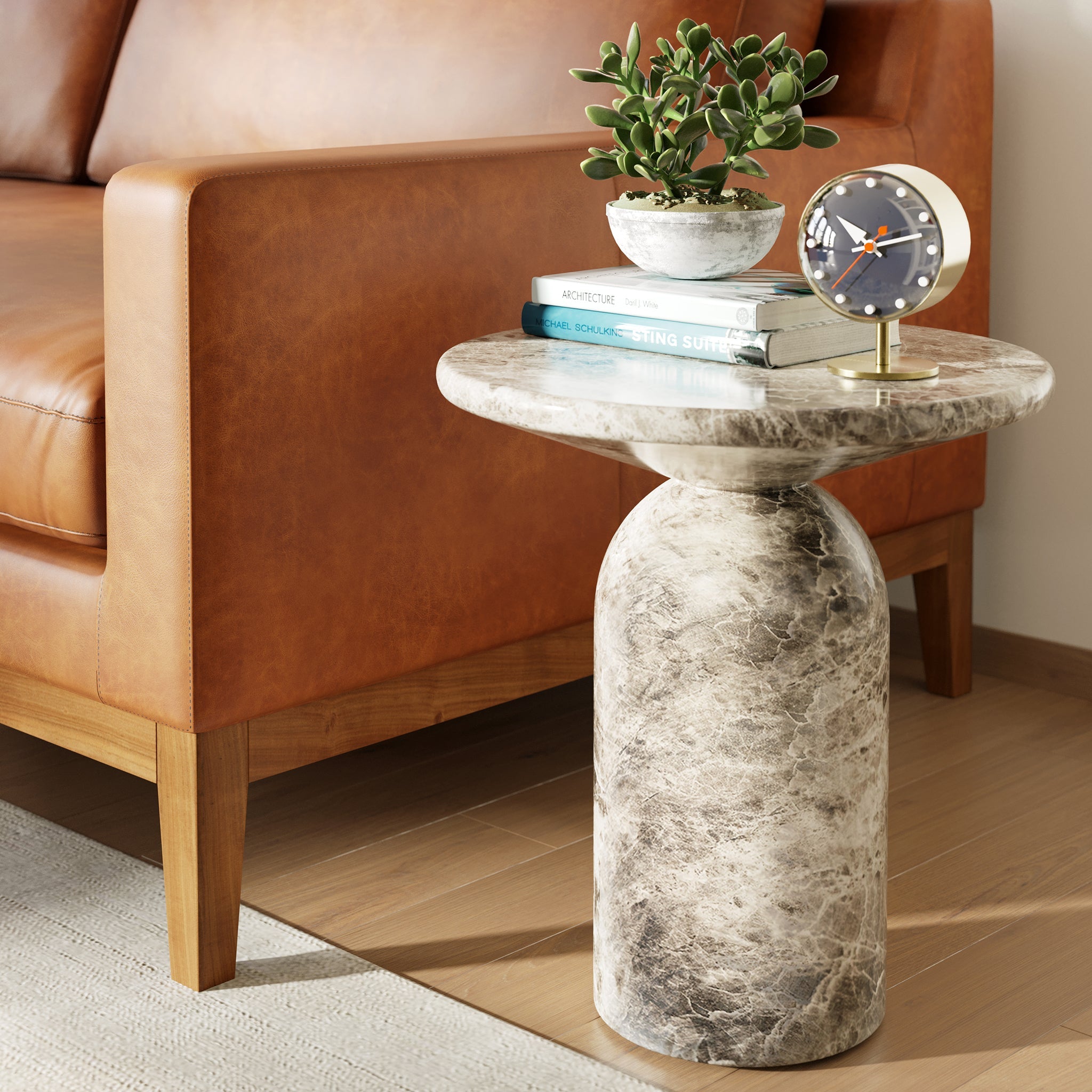 Wels End Table | Grey Marble