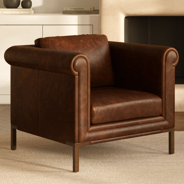 Bruges Leather Lounge Chair | Chocolate Brown