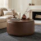 Leather Storage Ottoman | Cocoa Brown