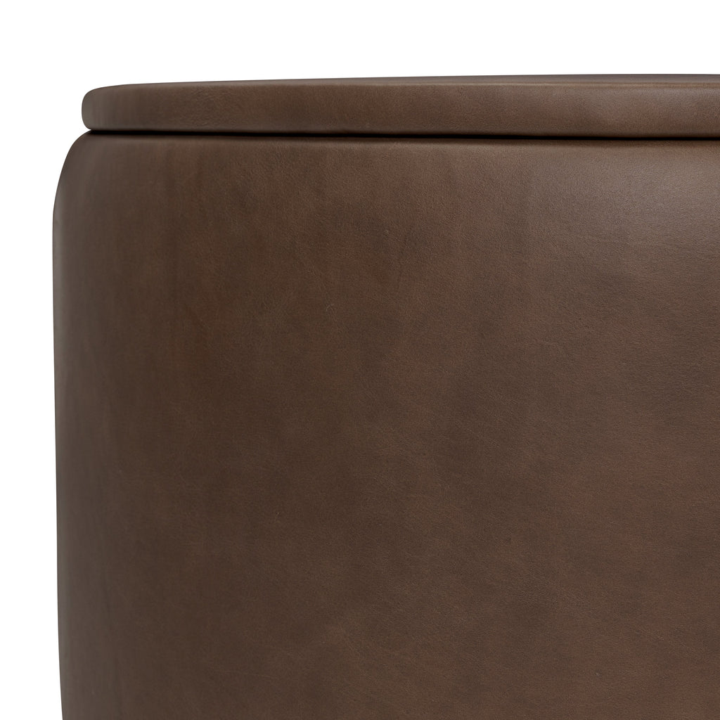 Leather Storage Ottoman | Cocoa Brown