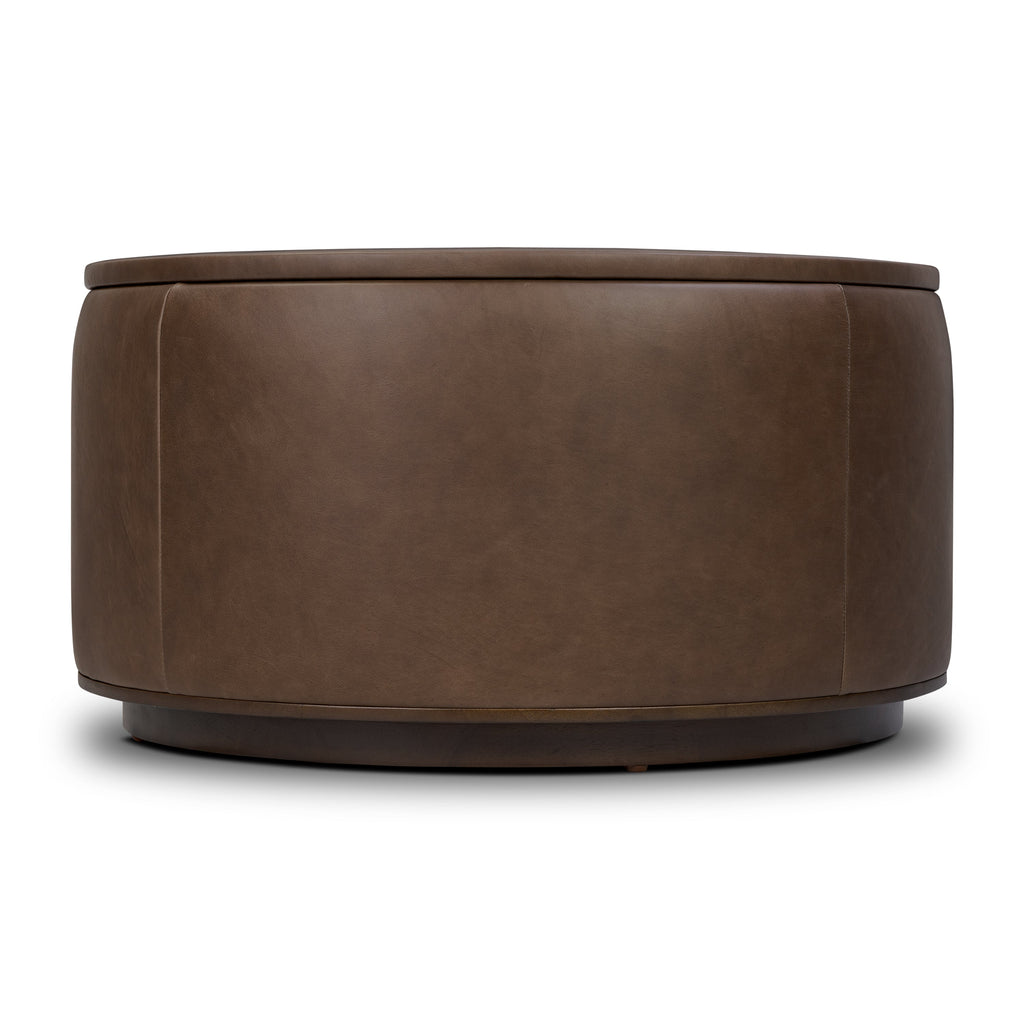 Leather Storage Ottoman | Cocoa Brown