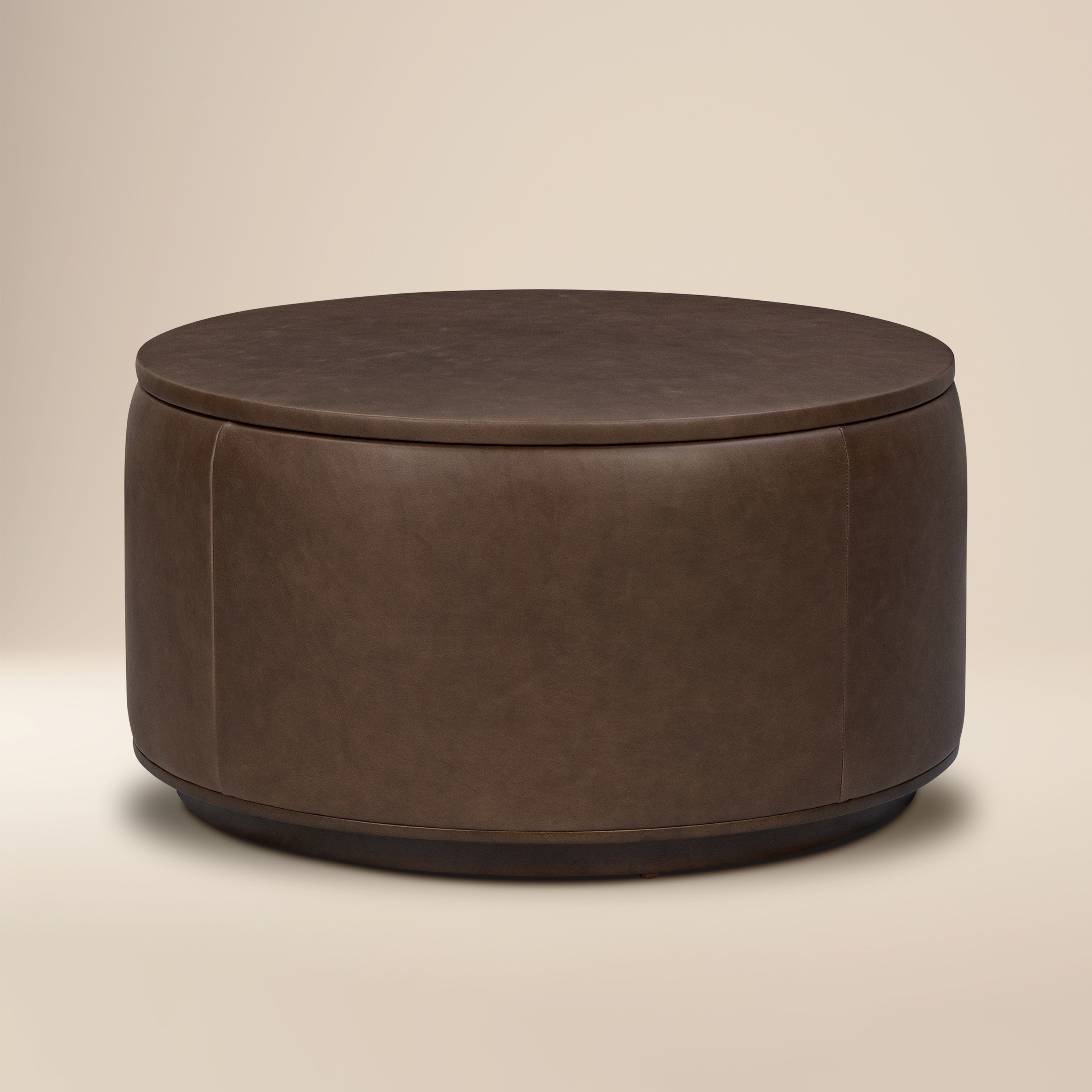 Leather Storage Ottoman | Cocoa Brown