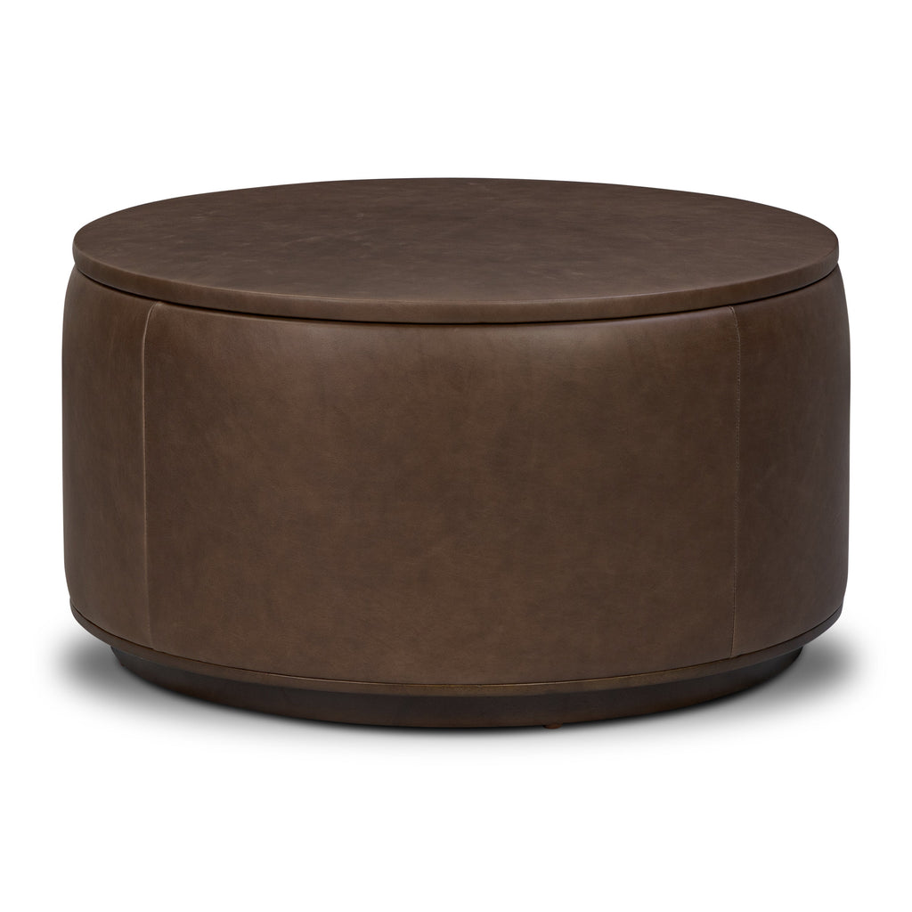 Leather Storage Ottoman | Cocoa Brown
