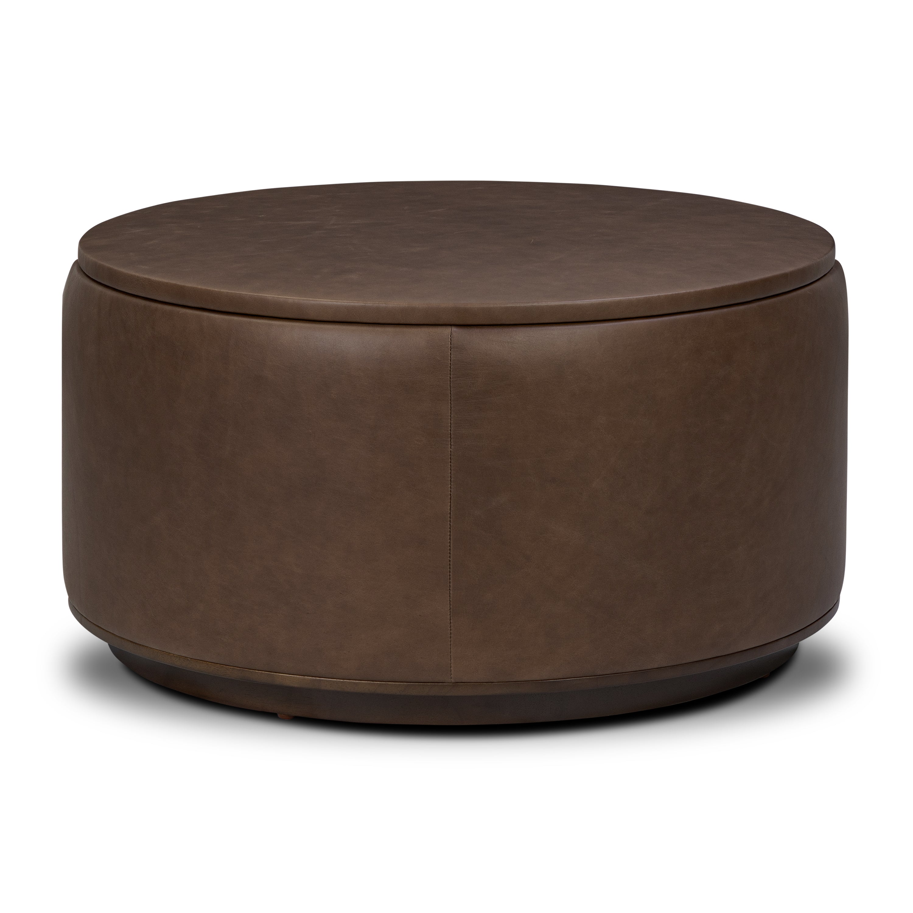 Leather Storage Ottoman | Cocoa Brown