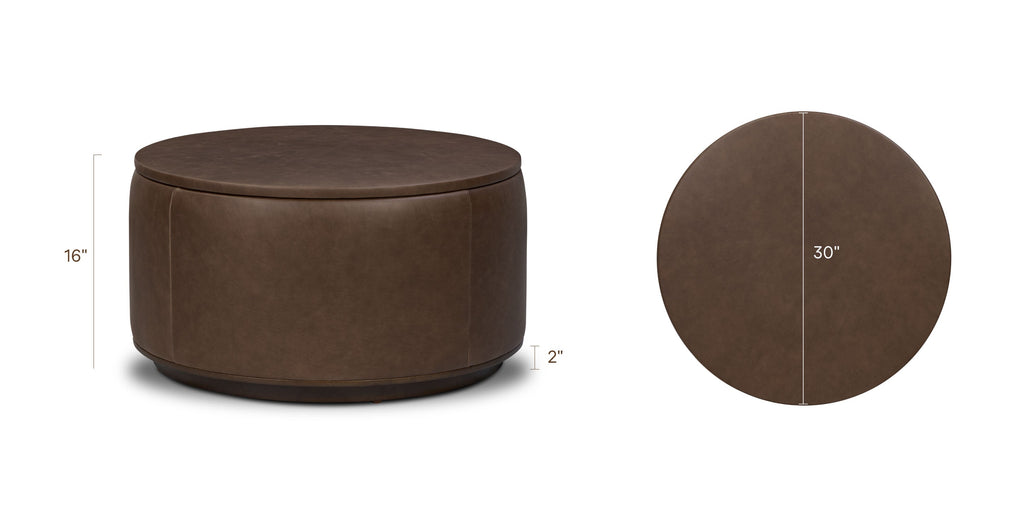 Leather Storage Ottoman | Cocoa Brown
