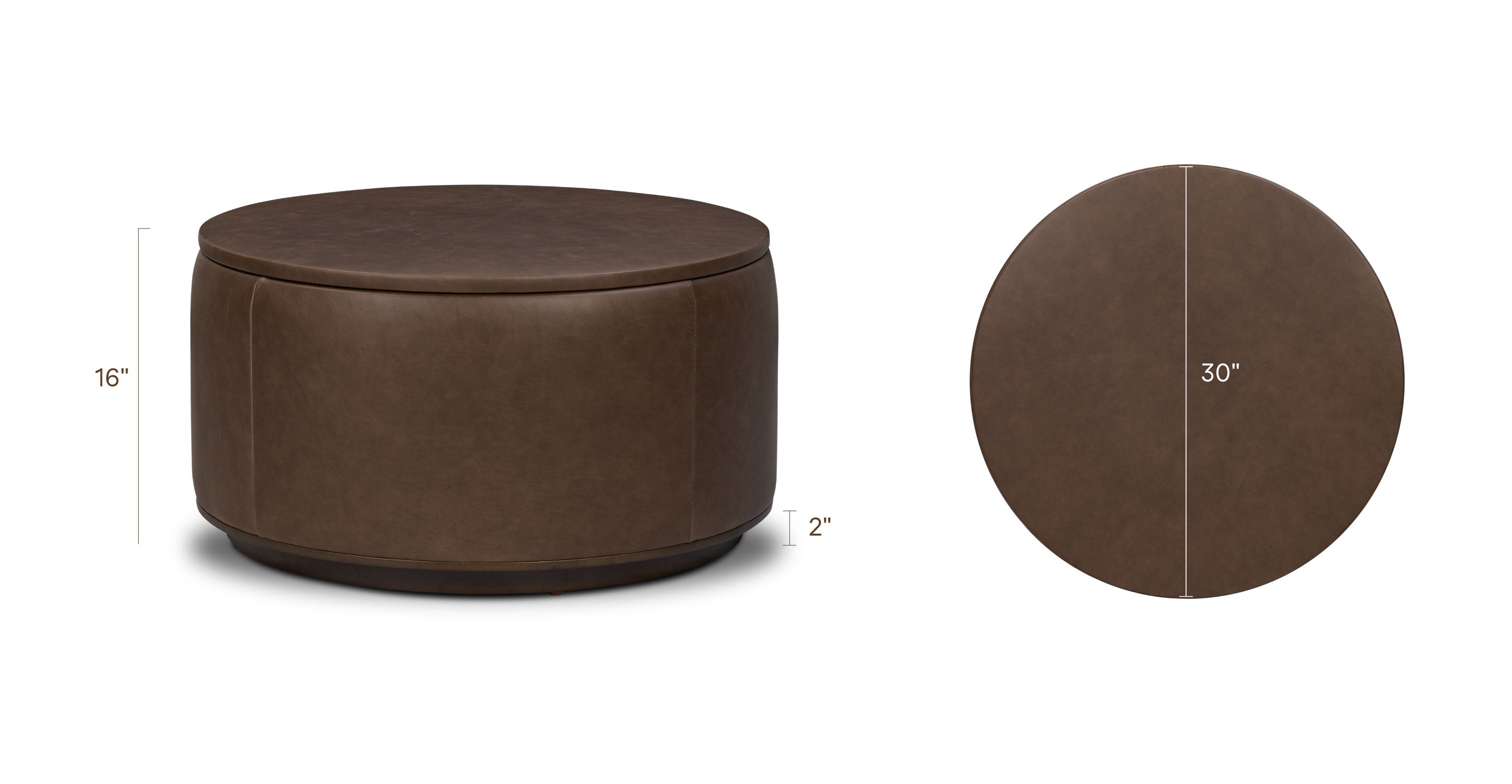 Leather Storage Ottoman | Cocoa Brown