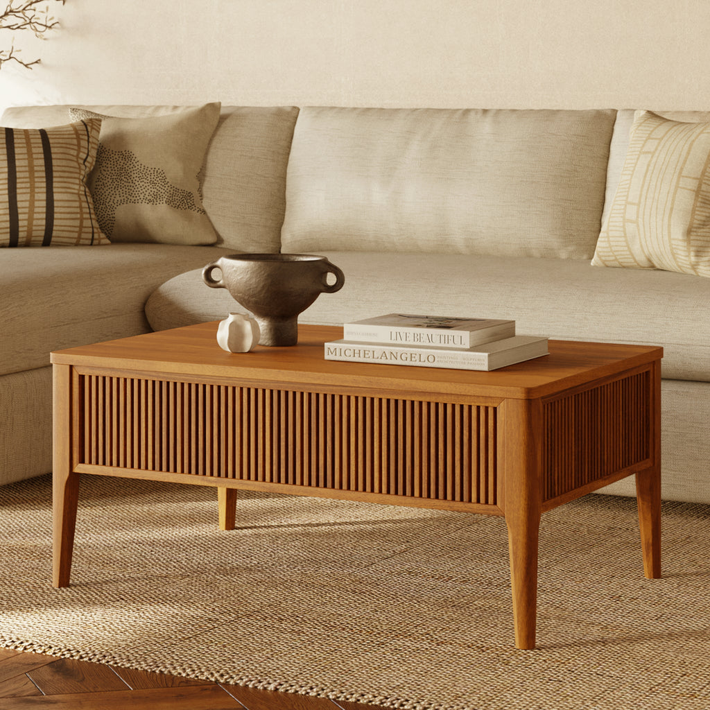 Lift-Top Storage Coffee Table | Light Brown