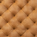 Leather Ottoman with Wood Legs | Cognac Tan