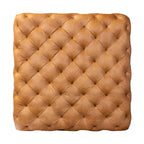 Leather Ottoman with Wood Legs | Cognac Tan