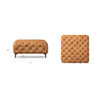 Leather Ottoman with Wood Legs | Cognac Tan