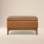 Leather Storage Ottoman (35) | Saddle Tan