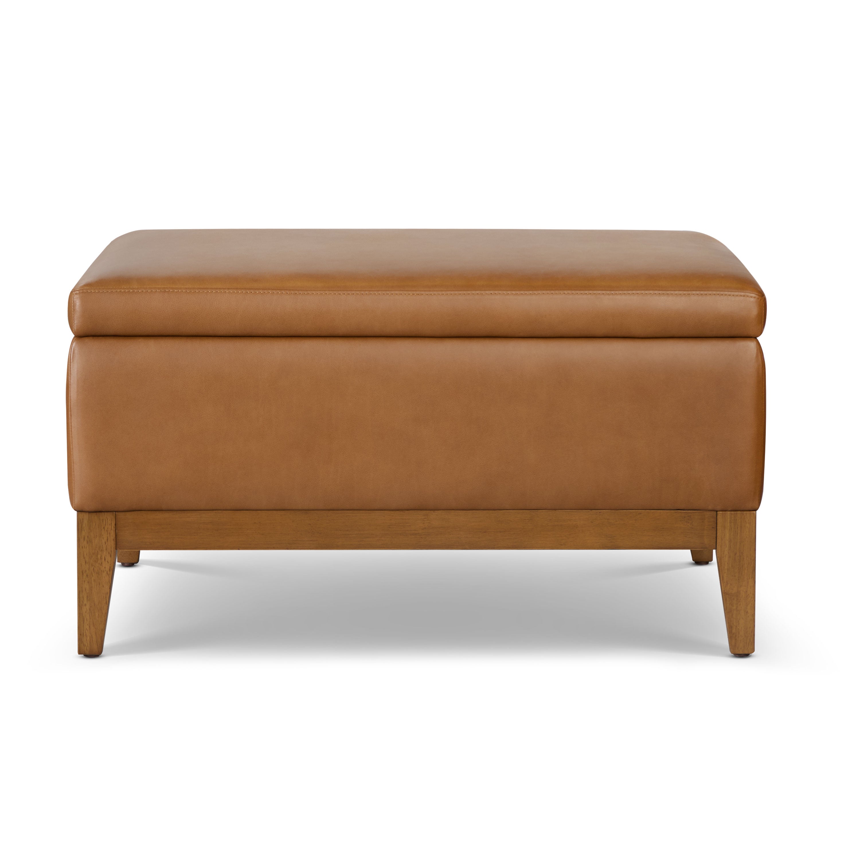 Leather Storage Ottoman (35) | Saddle Tan