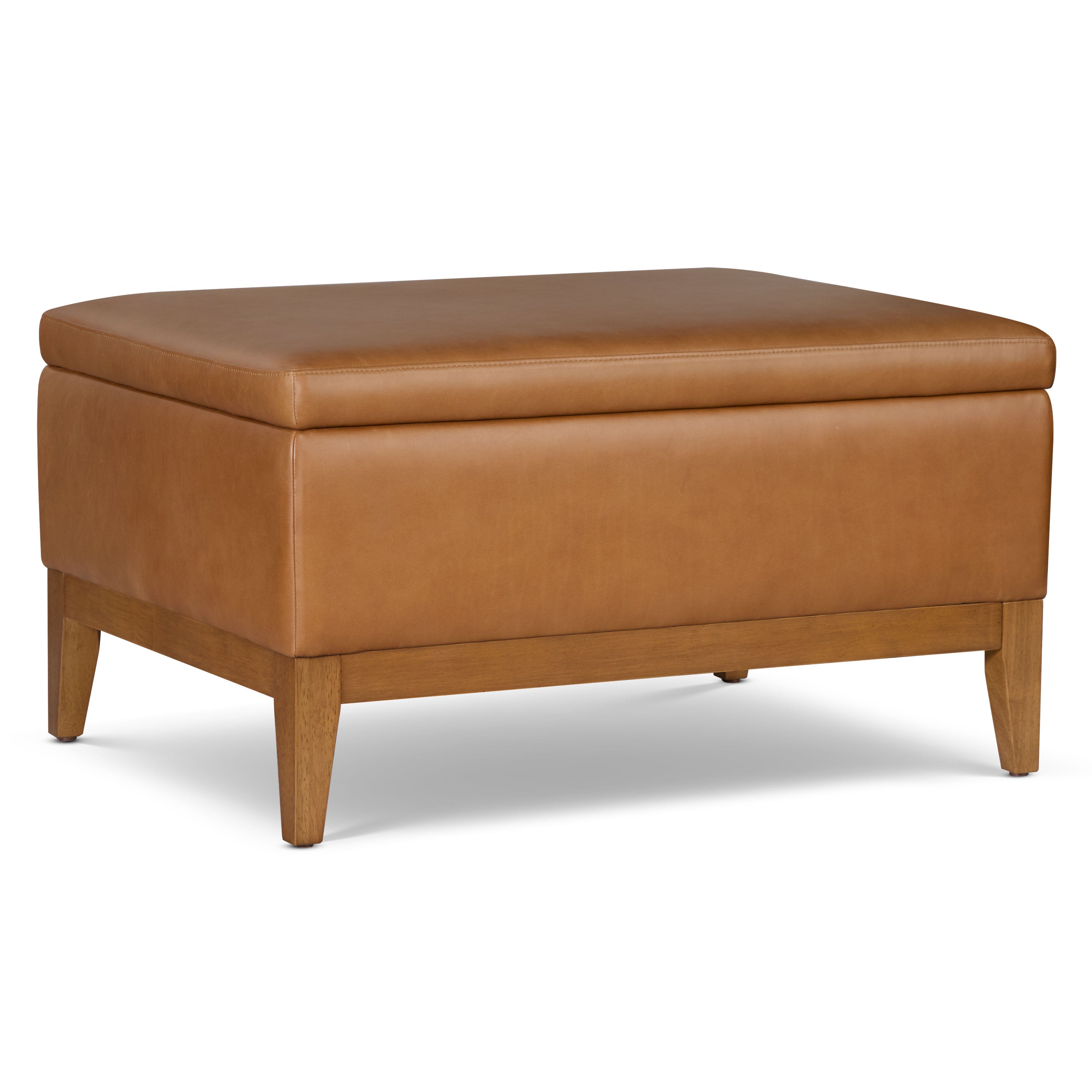 Leather Storage Ottoman (35) | Saddle Tan