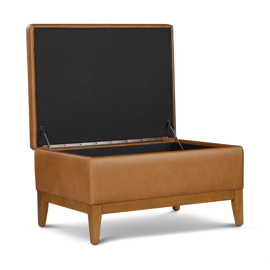 Leather Storage Ottoman (35) | Saddle Tan