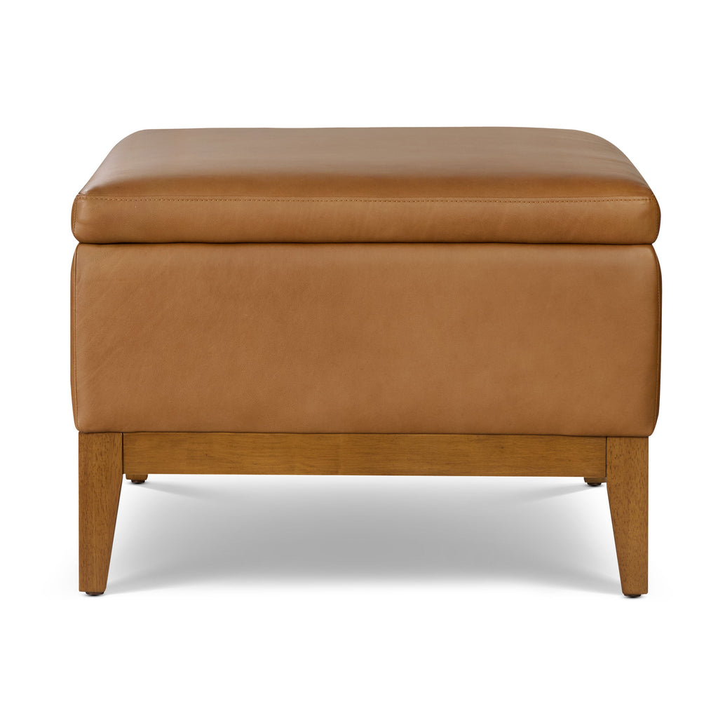 Leather Storage Ottoman (35) | Saddle Tan