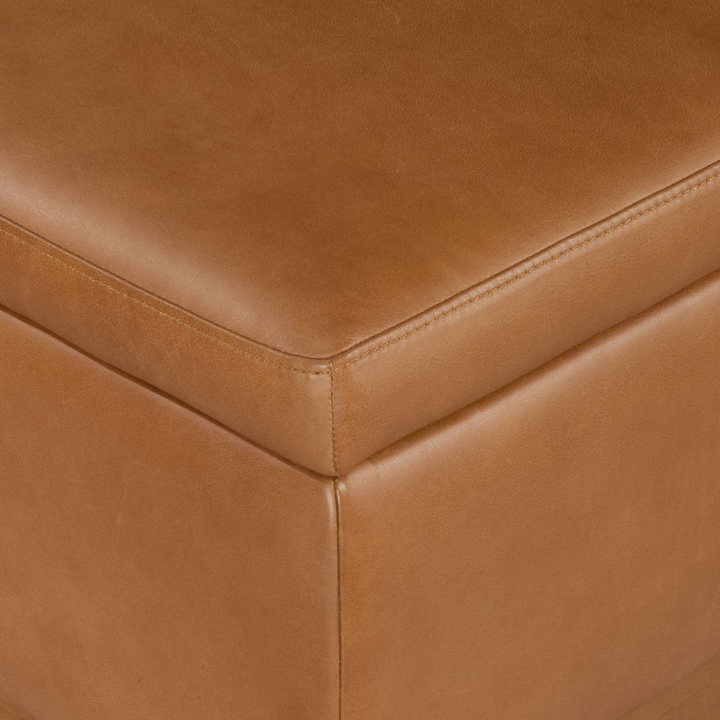 Leather Storage Ottoman (35) | Saddle Tan