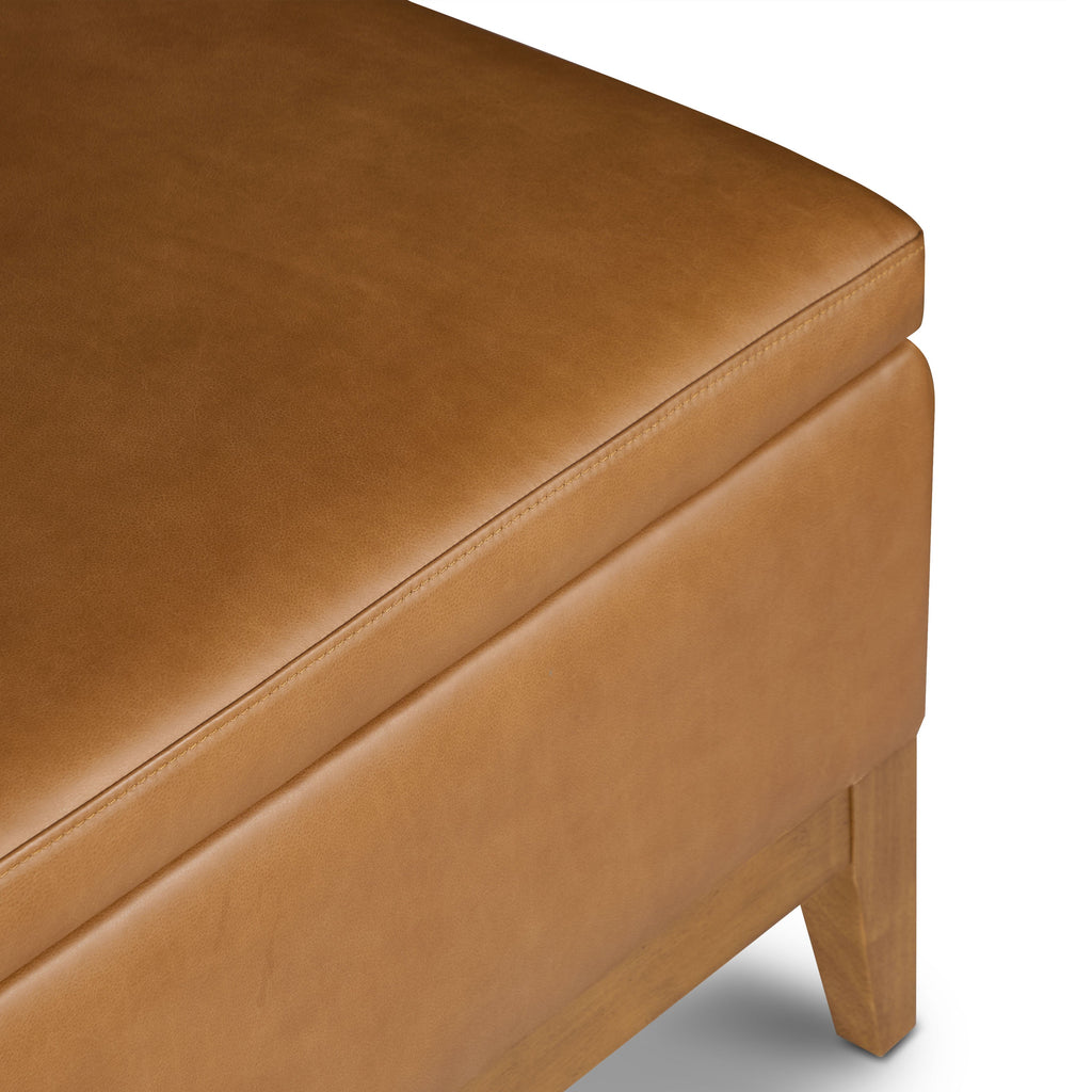 Leather Storage Ottoman (35) | Saddle Tan
