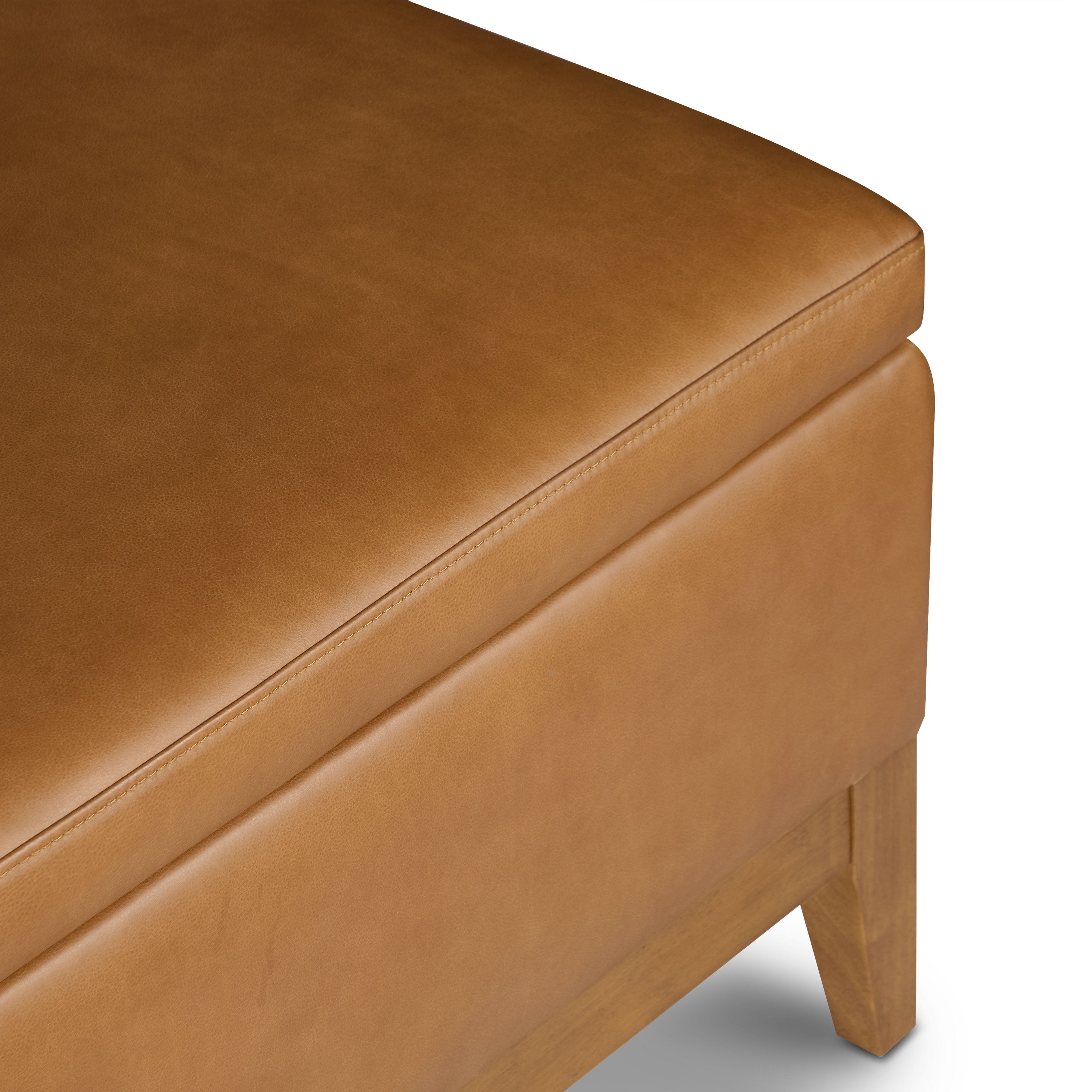 Leather Storage Ottoman (35) | Saddle Tan