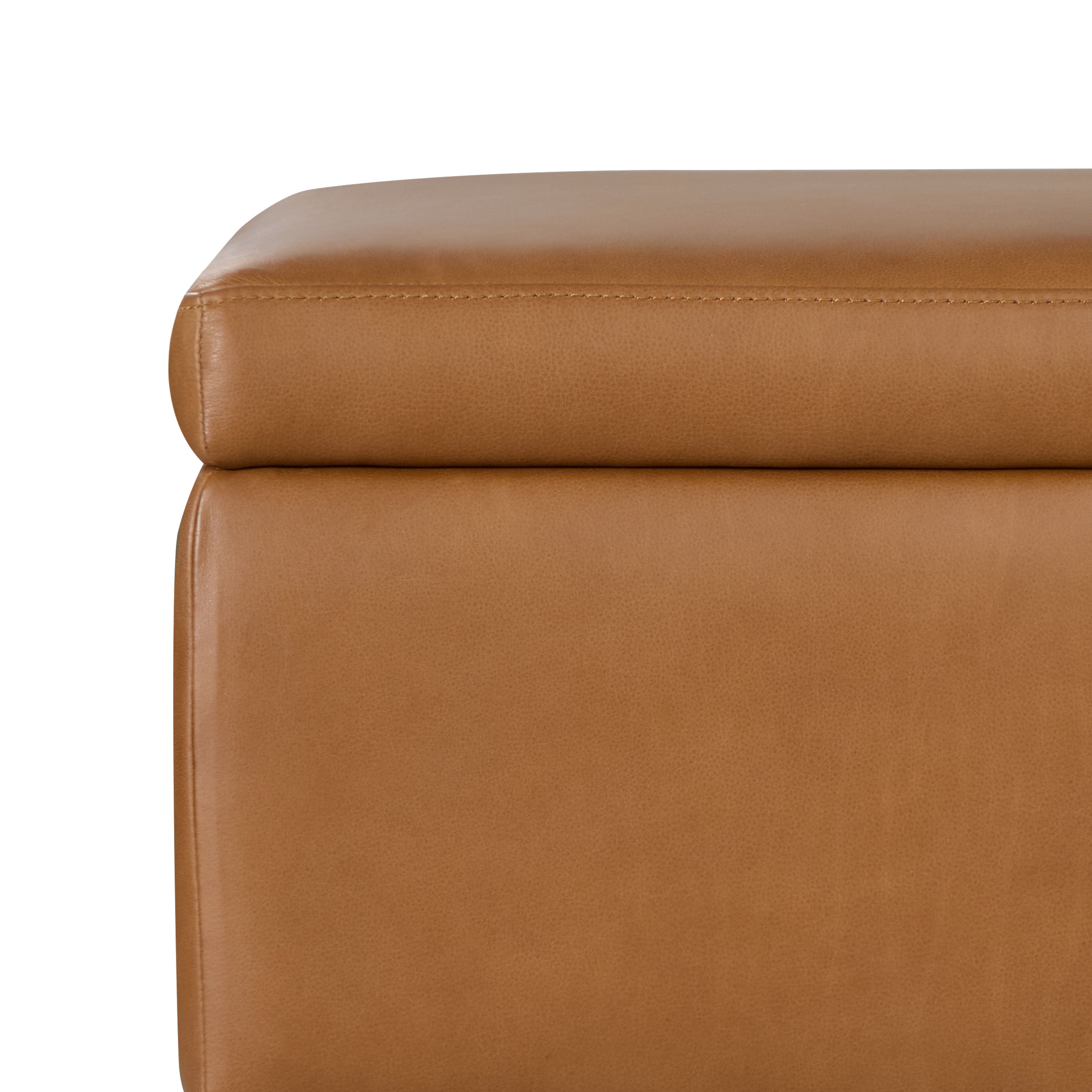 Leather Storage Ottoman (35) | Saddle Tan