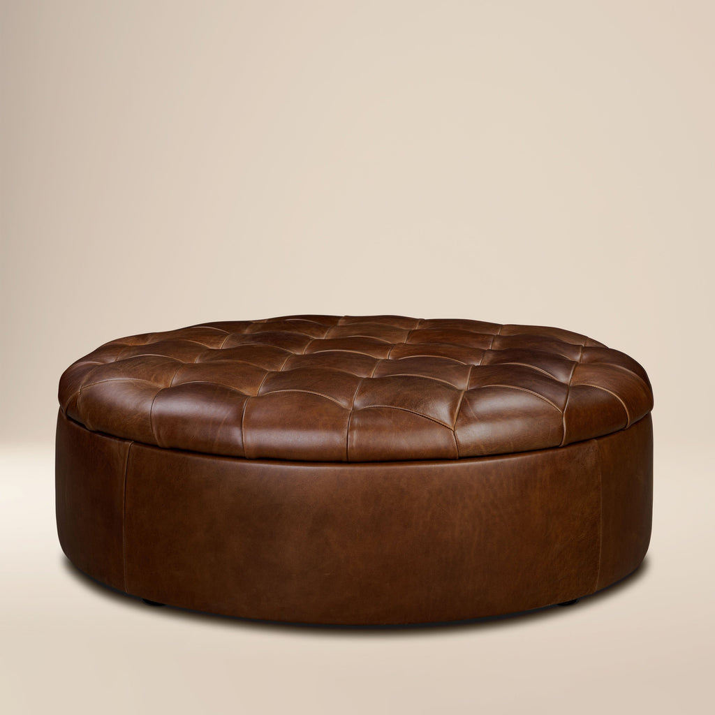 Leather Storage Ottoman | Oscuro Brown