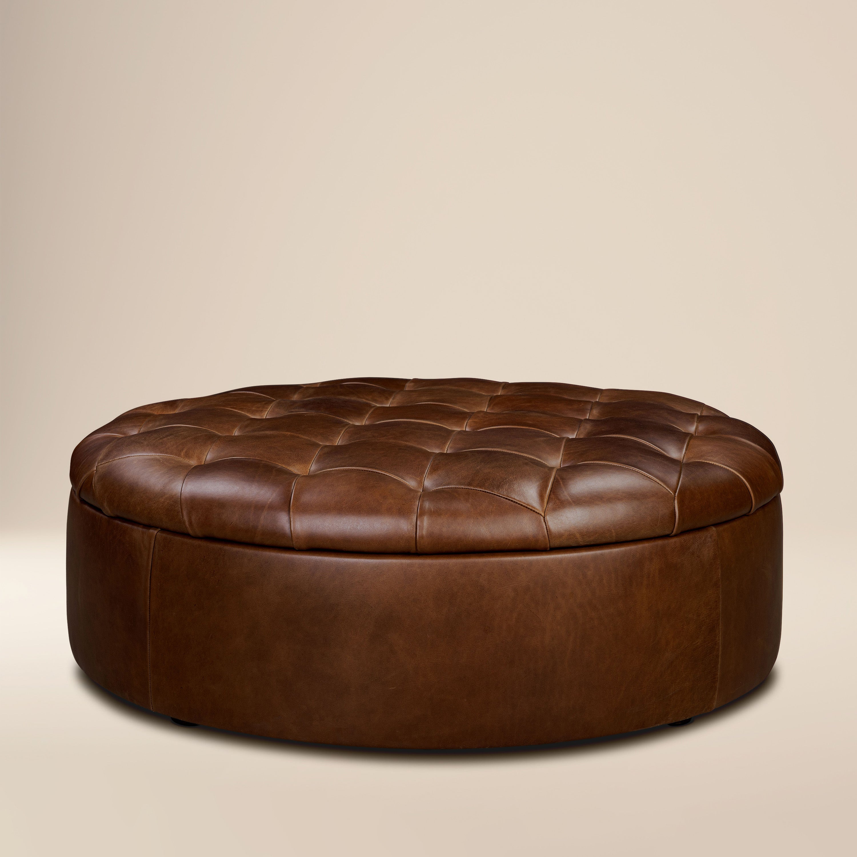 Leather Storage Ottoman | Oscuro Brown