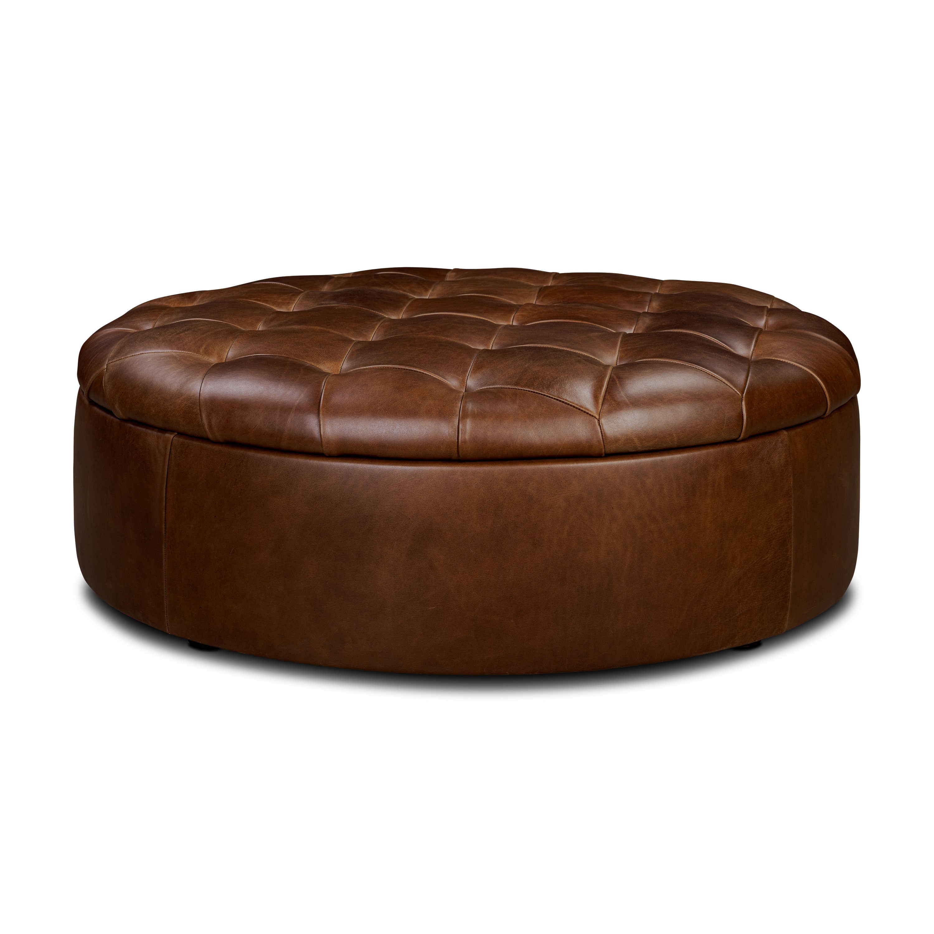 Leather Storage Ottoman | Oscuro Brown