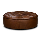 Leather Storage Ottoman | Oscuro Brown
