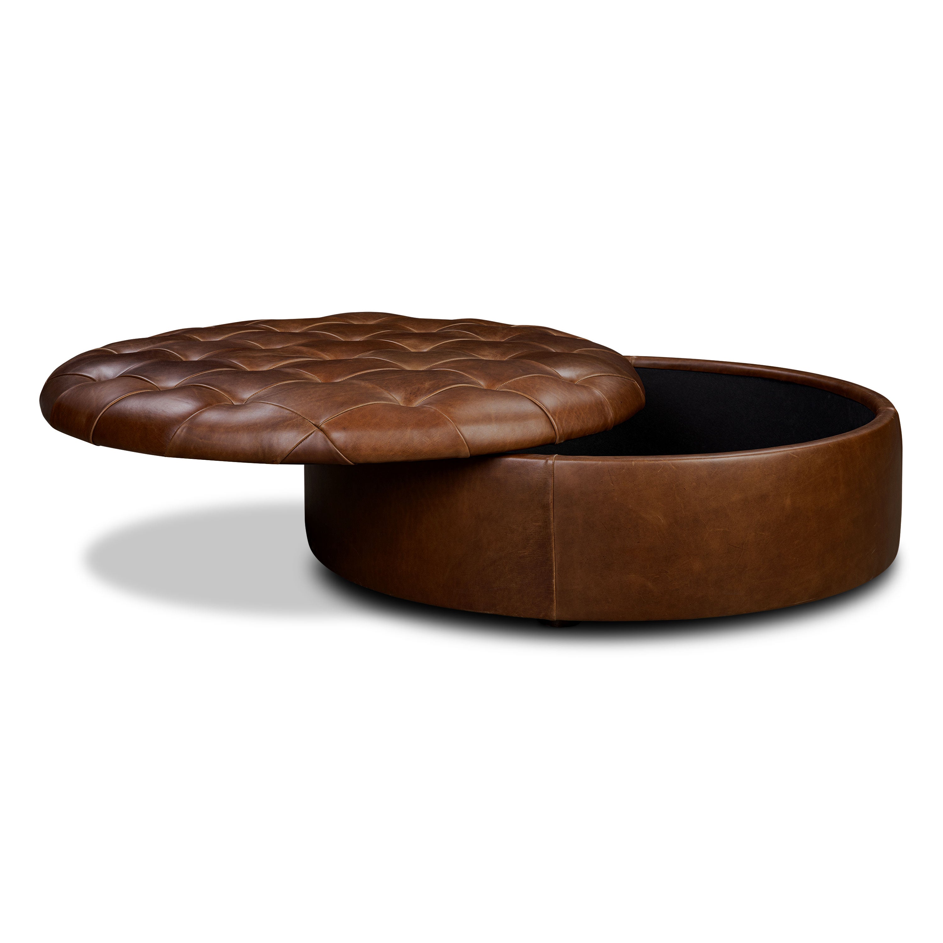 Leather Storage Ottoman | Oscuro Brown