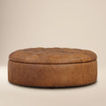 Leather Storage Ottoman | Russet Tan