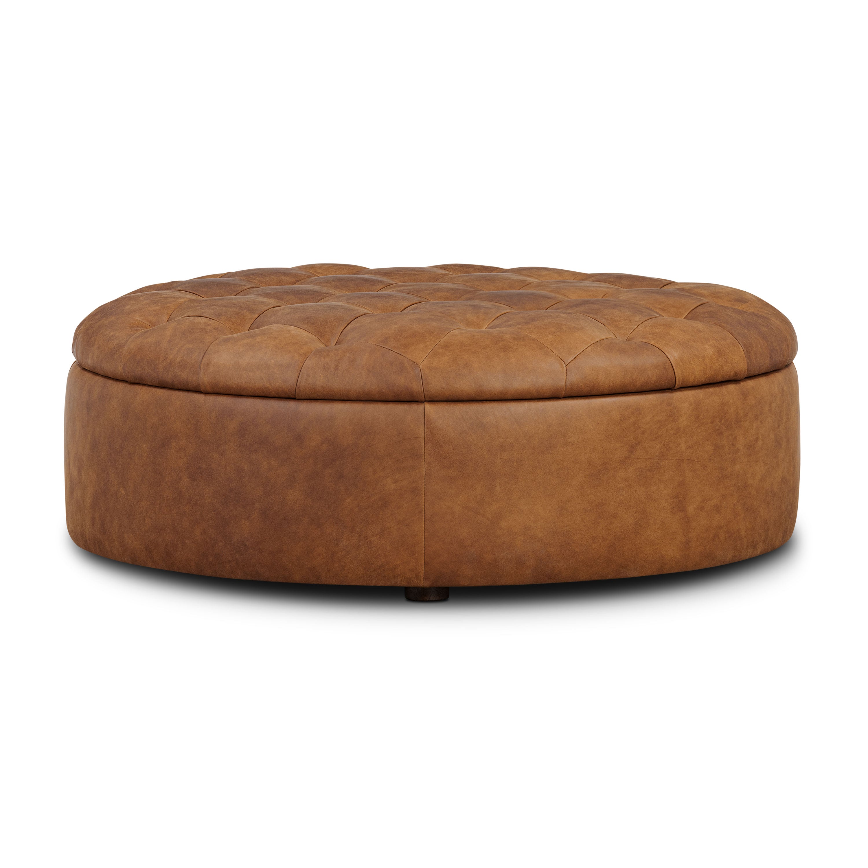 Leather Storage Ottoman | Russet Tan