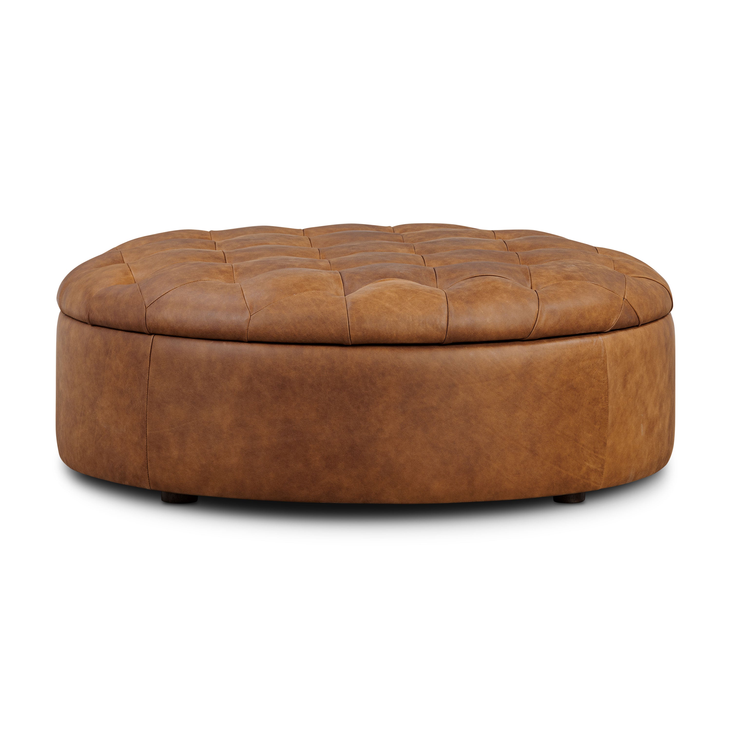 Leather Storage Ottoman | Russet Tan