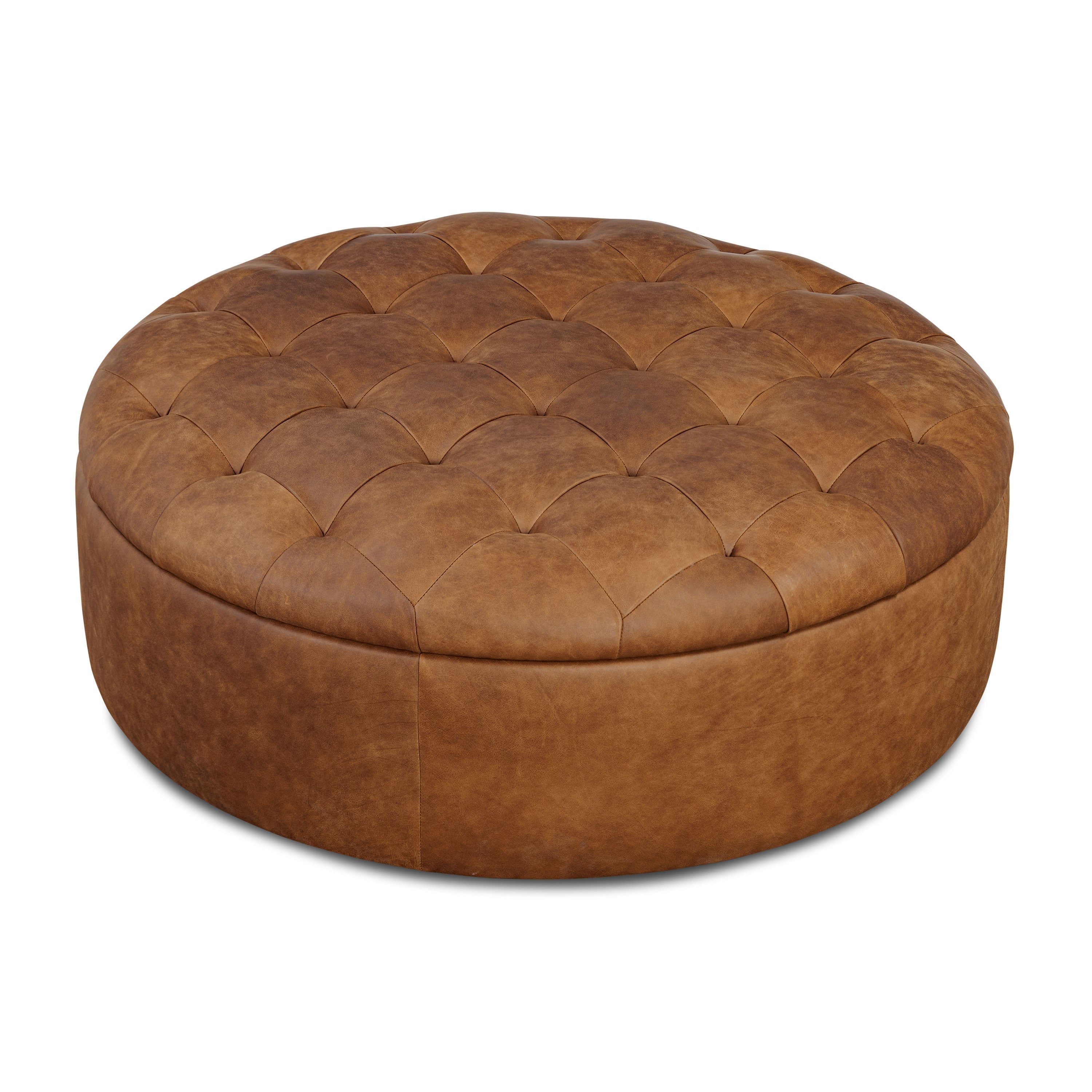 Leather Storage Ottoman | Russet Tan
