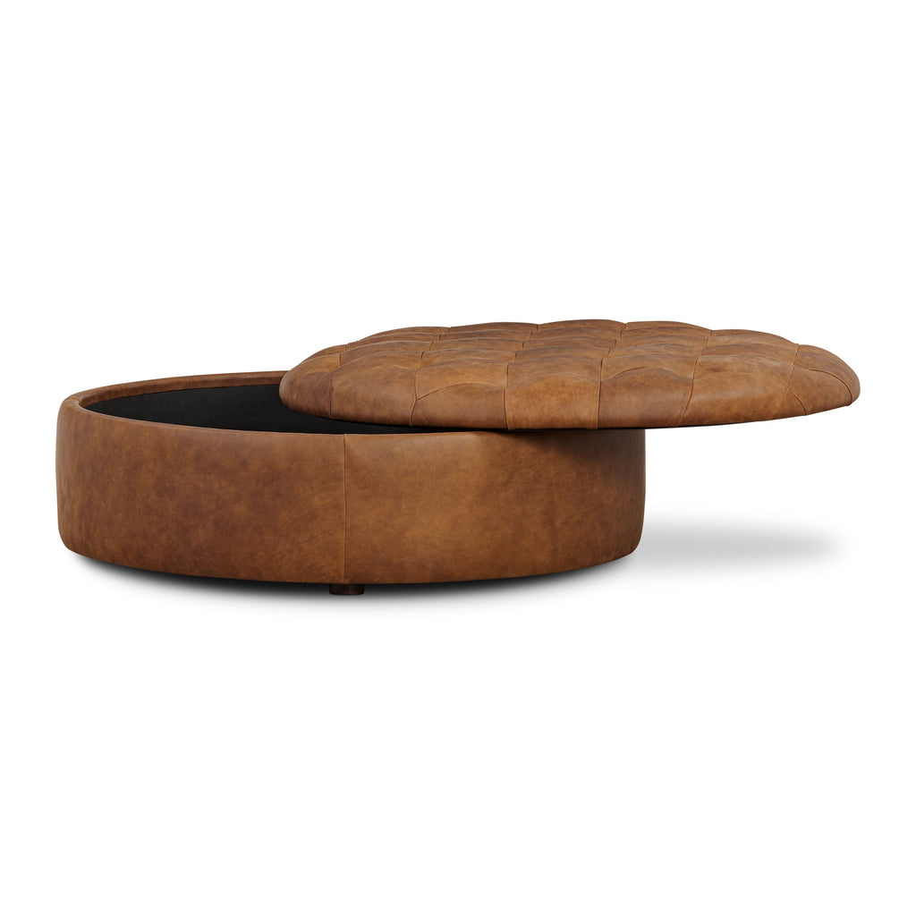 Leather Storage Ottoman | Russet Tan