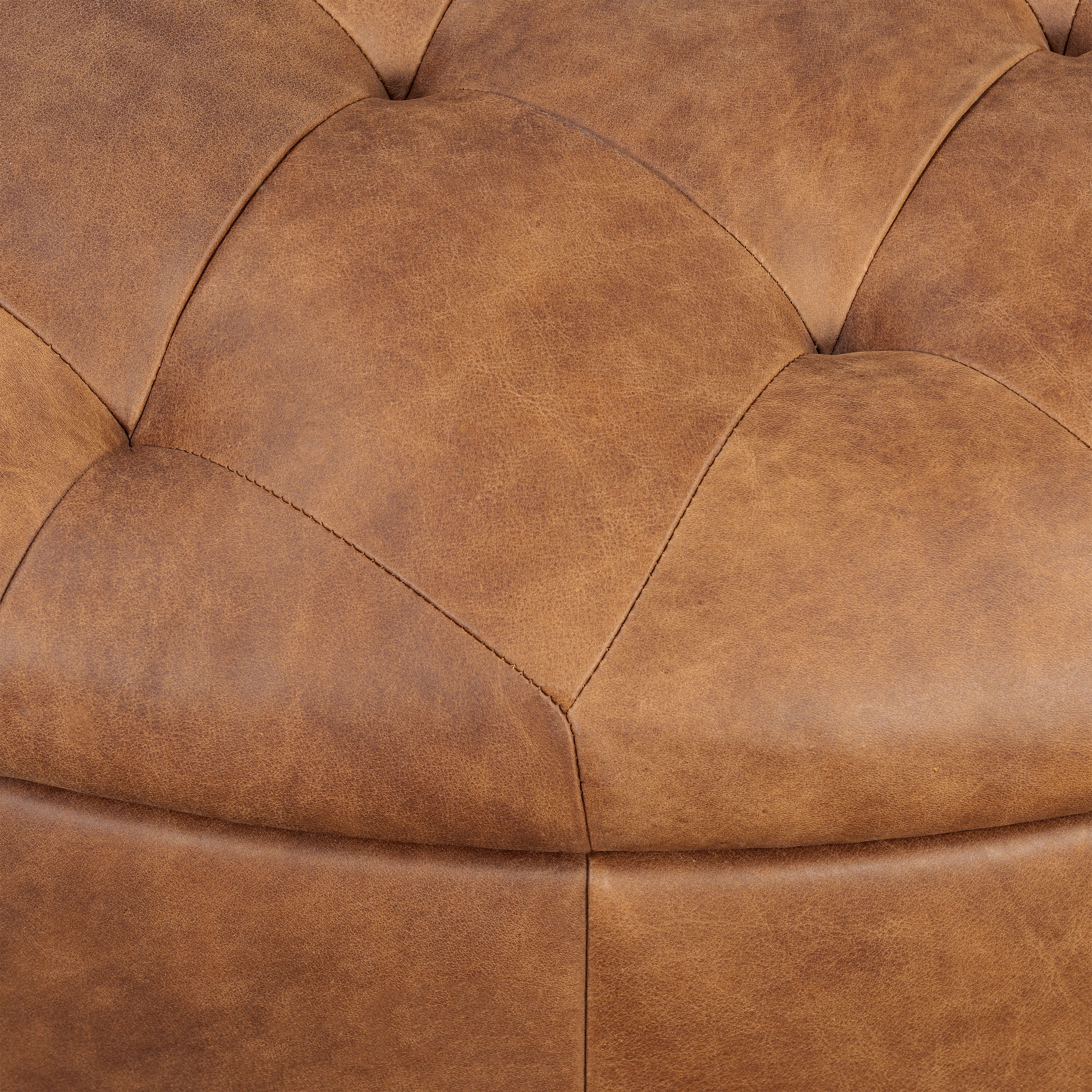 Leather Storage Ottoman | Russet Tan