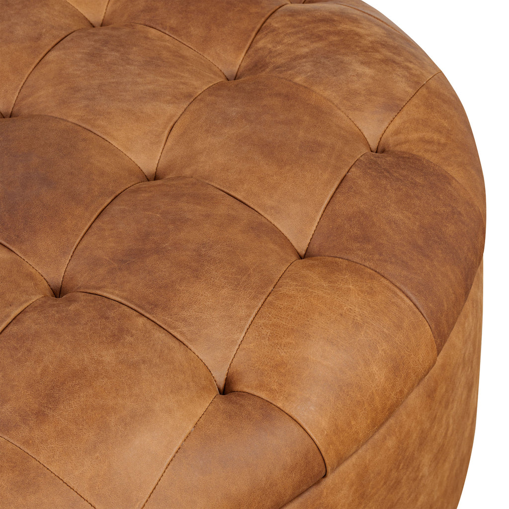 Leather Storage Ottoman | Russet Tan