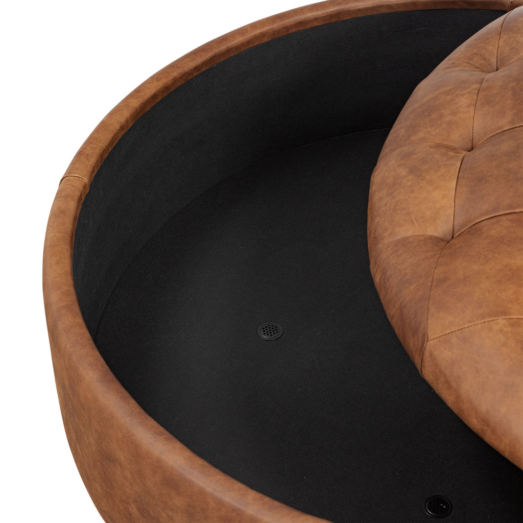 Leather Storage Ottoman | Russet Tan