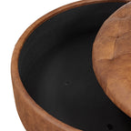 Leather Storage Ottoman | Russet Tan