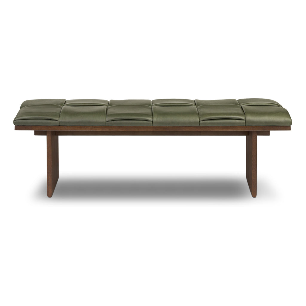 55 Leather Bench | Olivine Green