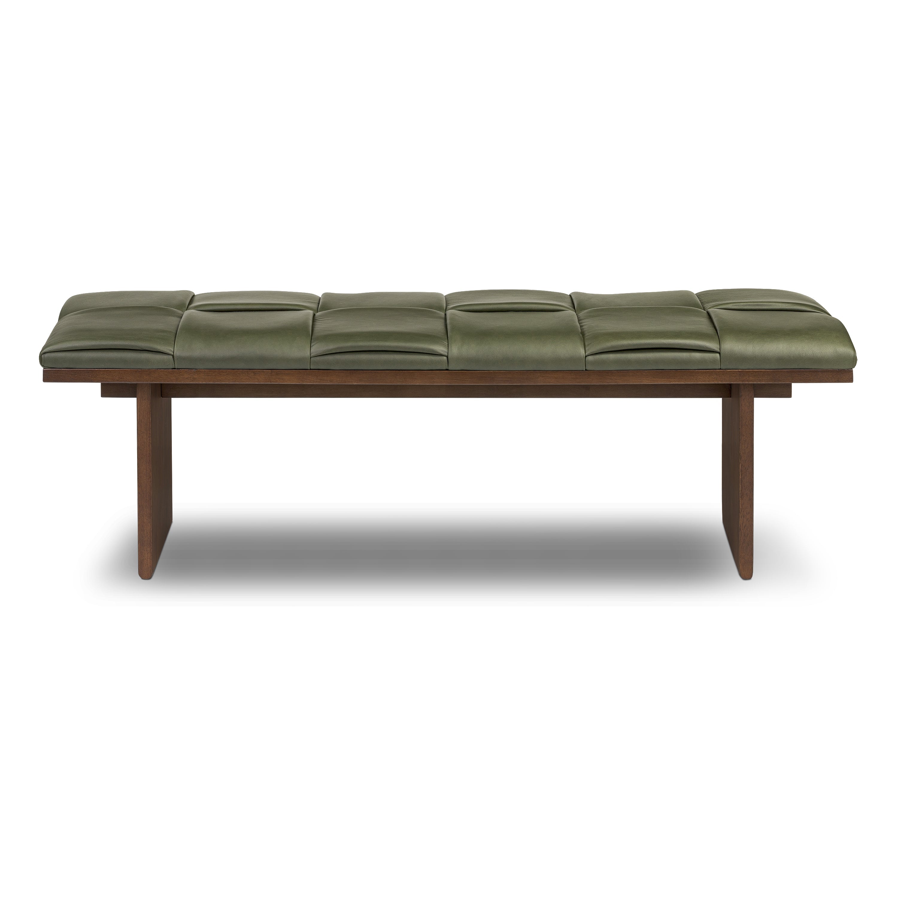 55 Leather Bench | Olivine Green