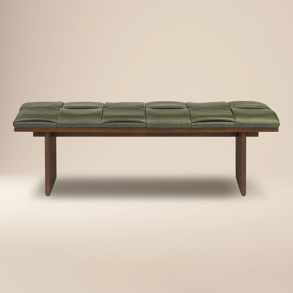 55 Leather Bench | Olivine Green