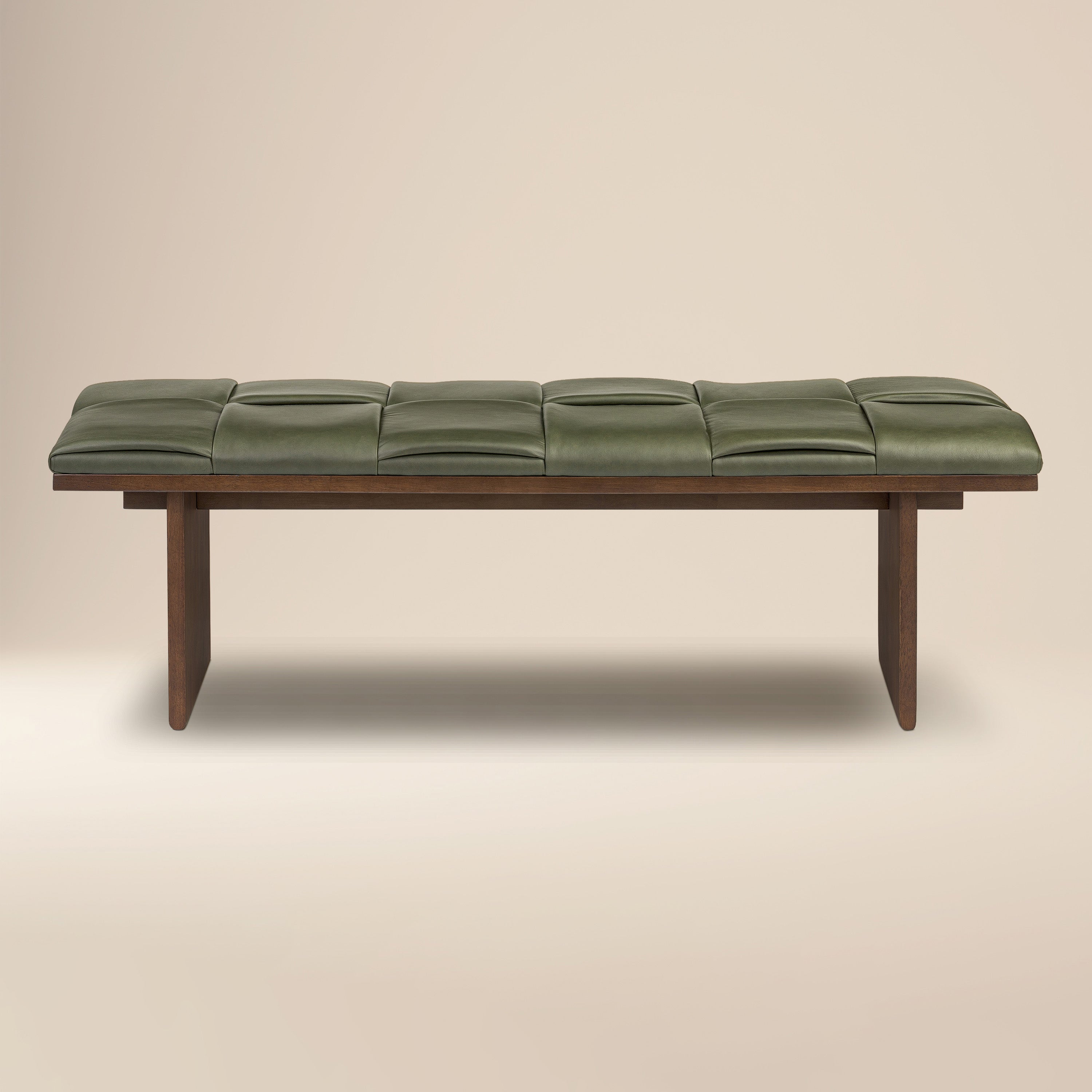 55 Leather Bench | Olivine Green