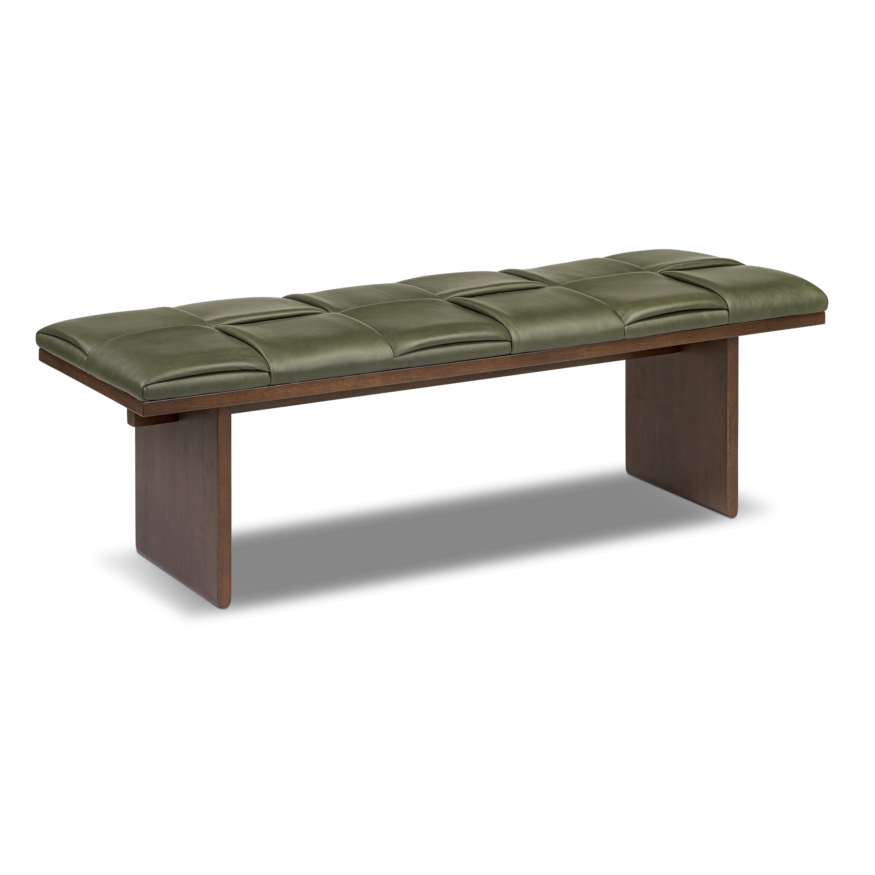 55 Leather Bench | Olivine Green