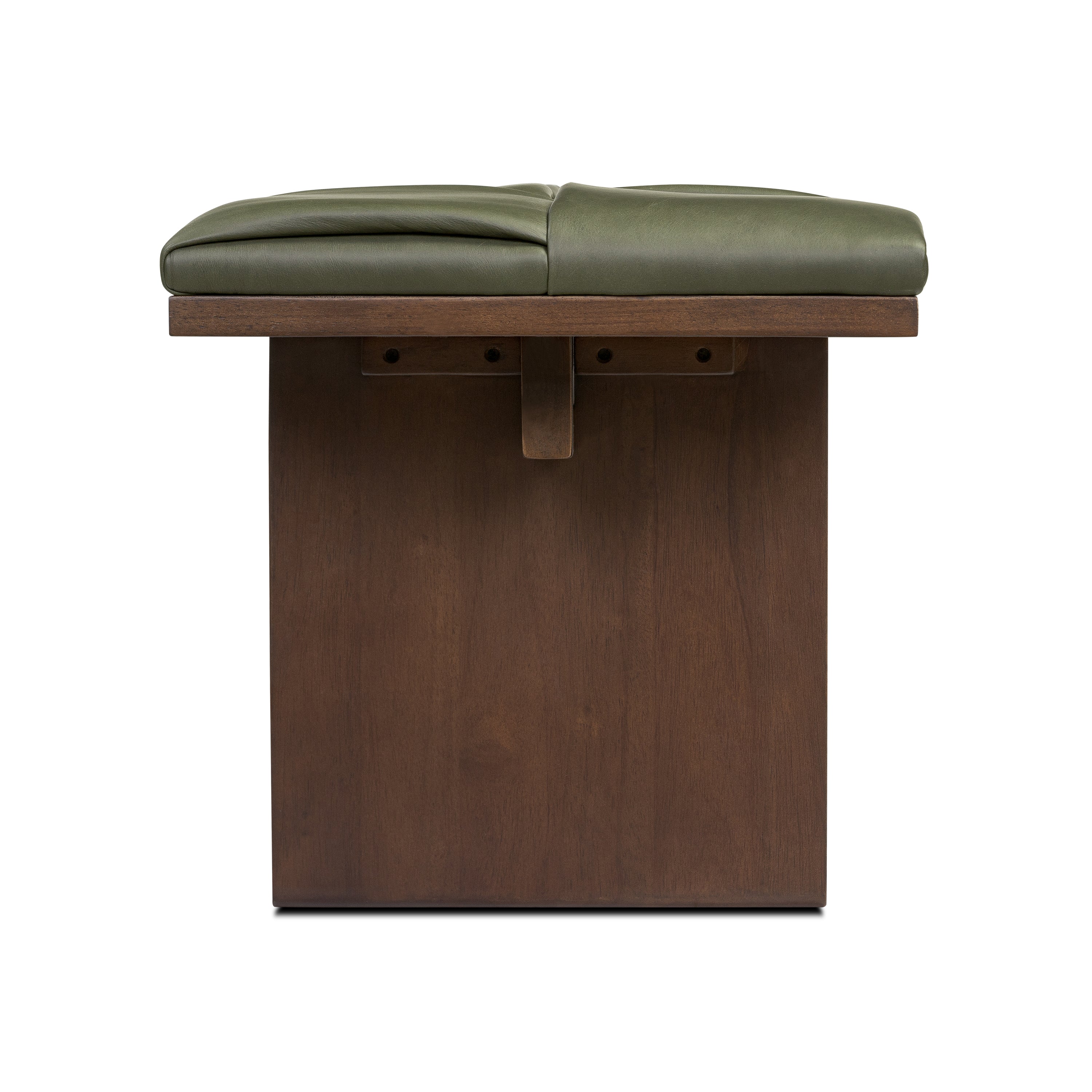 55 Leather Bench | Olivine Green