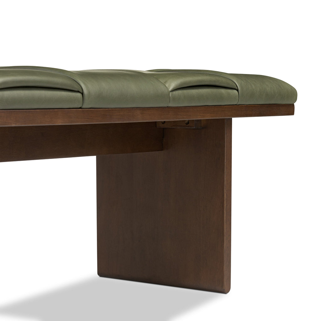 55 Leather Bench | Olivine Green