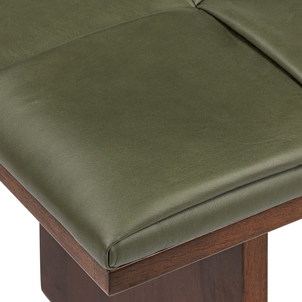 55 Leather Bench | Olivine Green