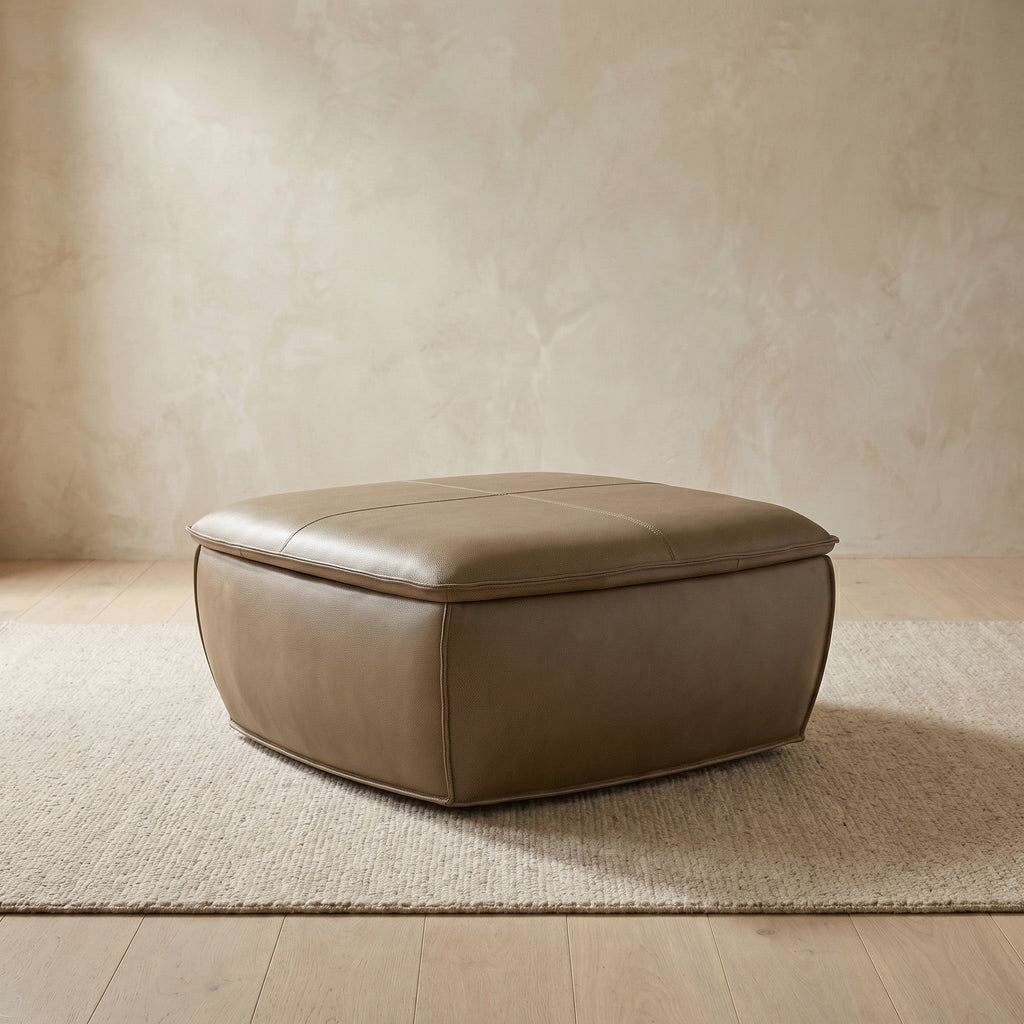 Leather Storage Ottoman | Chestnut Brown