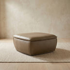 Leather Storage Ottoman | Chestnut Brown